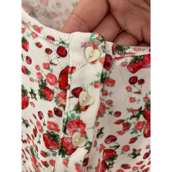 Love Shack Fancy Anaya Cloudy Pop Rocks Strawberry Henley Thermal Top SMALL - Picture 9 of 11